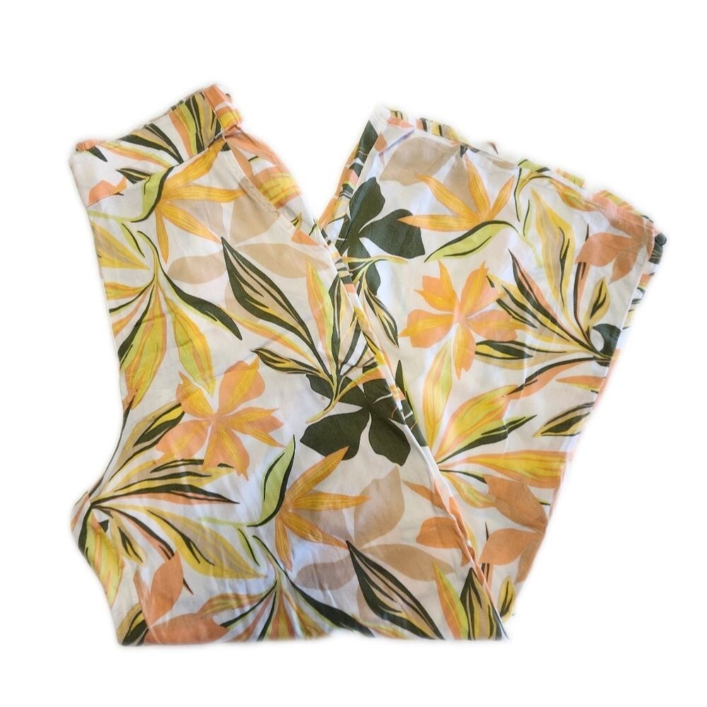Roxy 100% Viscose Wide Leg Palazzo Pants, Tropical Pastels, XS